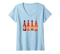 Mujer Frank's RedHot Bottles of Hot Sauce Funny Camiseta Cuello V