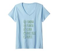 Mujer Frase Amo Orto Agricoltura Sostenibilità Giardinaggio Camiseta Cuello V