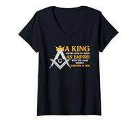 Mujer Frase del Rey masón Construye un diseño de masonería Imperio Camiseta Cuello V