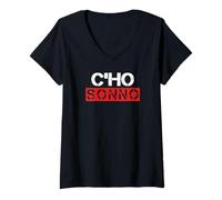 Mujer Frase Divertida C'ho Sonno capisci Camiseta Cuello V