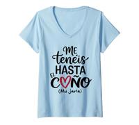 Mujer Frase Divertida para Mujer Me tenéis hasta el Coño Mu Jarta Camiseta Cuello V