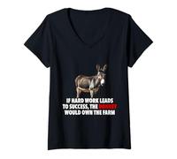 Mujer Frase Motivacional Humor de Oficina con Burro y éxito Camiseta Cuello V