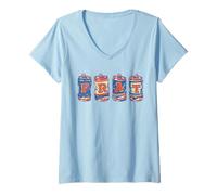 Mujer Frat Beer Cans In School Colors Fraternity Art Camiseta Cuello V