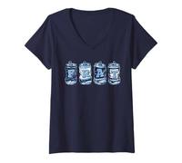 Mujer Frat Beer Cans In School Colors Fraternity Art Camiseta Cuello V