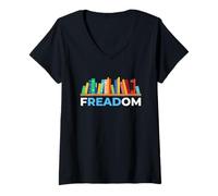 Mujer FREADOM Celebra la Libertad del Libro y la Conciencia de los Libros prohibidos Camiseta Cuello V