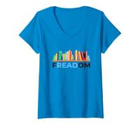 Mujer FREADOM Celebra la Libertad del Libro y la Conciencia de los Libros prohibidos Camiseta Cuello V