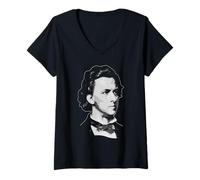 Mujer Frederic Chopin Retro Propaganda Camiseta Cuello V