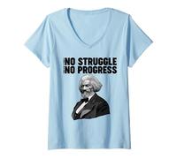 Mujer Frederick Douglass No Struggle Significa Que no Hay Progreso Camiseta Cuello V