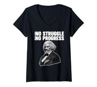 Mujer Frederick Douglass No Struggle Significa Que no Hay Progreso Camiseta Cuello V