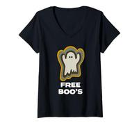 Mujer Free Boo's Ghost or Spirit Spooky Fall Design Camiseta Cuello V