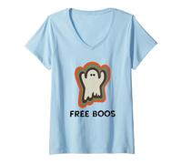 Mujer Free Boos Ghost or Spirit Spooky Fall Party Design Camiseta Cuello V