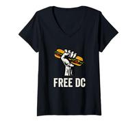 Mujer Free DC Sandwich Activism Protest Fist Humor Camiseta Cuello V