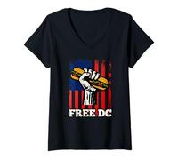 Mujer Free DC Sandwich Activism USA Flag Protest Fist Humor Camiseta Cuello V