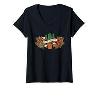 Mujer Free Hugs Cactus Funny Old School Traditional Tattoo Style Camiseta Cuello V