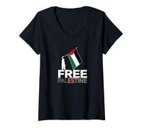Mujer Free Palestine - Camiseta Palestina Bandera Free Gaza Camiseta Cuello V