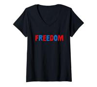 Mujer Freedom Couples Matching 4th of July Patriotic USA tee Camiseta Cuello V