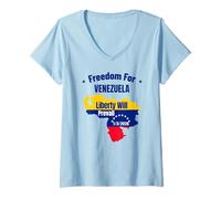 Mujer Freedom for Venezuela Support and Stand with Venezuela Camiseta Cuello V