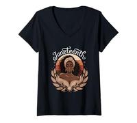 Mujer Freedom & Pride Proud Black Women Blessed Juneteenth Camiseta Cuello V