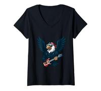 Mujer Freedom Rock Eagle USA Espíritu de música y Poder Camiseta Cuello V