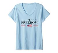 Mujer Freedom Sign That Says Freedom Flag American Freedom America Camiseta Cuello V