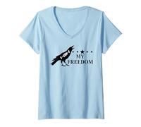 Mujer Freedom Sign That Says Freedom Fuck Fascism Resist No Kings Camiseta Cuello V