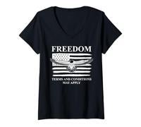 Mujer Freedom Terms and Conditions May Apply American Flag Eagle Camiseta Cuello V