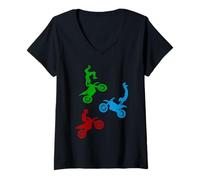 Mujer Freestyle Motocross Niños Dirtbike Wheelie Stunts Supercross Camiseta Cuello V