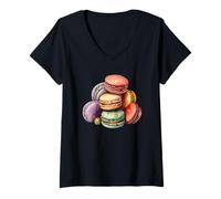 Mujer French Macaron Design Womens Baking Graphic For Mom Camiseta Cuello V