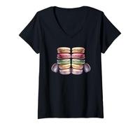 Mujer French Macaron Graphic Art For Women Girl and Baking Teacher Camiseta Cuello V