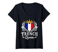 Mujer French Queen France Flag Proud French Woman Camiseta Cuello V