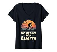Mujer Frenos de Regalo Divertidos para Ciclismo, sin límites Camiseta Cuello V