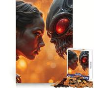 Mujer Frente a Criatura alienígena Rompecabezas de 1000 Piezas para Adolescentes Entrenamiento de concentración Actividad de Ocio Encaja a la perfección Regalo Original (50x75cm)