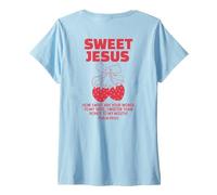 Mujer Fresa Cristiano Diciendo Biblia Vers Salmo Dulce Jesús Camiseta Cuello V