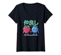 Mujer Fresa y arándanos Nakayoshi Best Buddies Camiseta Cuello V