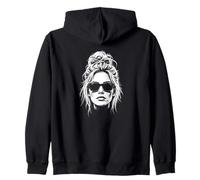 Mujer Fresca desordenada con Gafas de Sol oscuras Sudadera con Capucha