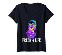 Mujer Fresh 4 Life 90s Hip Hop Old School Rap Urban Slang Camiseta Cuello V