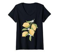 Mujer Fresh Citrus Lemon Fruit Amalfi Coast Italy Capri Lemons Camiseta Cuello V