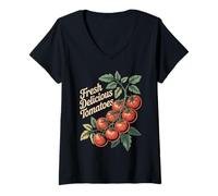 Mujer Fresh Delicious Tomatoes Vintage Garden Harvest Art Camiseta Cuello V