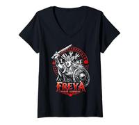 Mujer Freya Diosa Nórdica Vikinga Mitología Guerrera Camiseta Cuello V