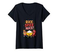 Mujer Fried Rice Spice Nice Hot Rice Camiseta Cuello V