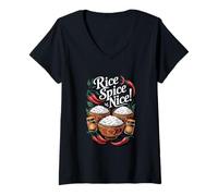 Mujer Fried Rice Spice Nice Hot Rice Camiseta Cuello V