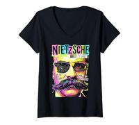 Mujer Friedrich Nietzsche Nietzscheanism Funny Pop Art Filosofía Camiseta Cuello V