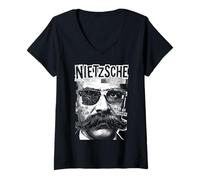 Mujer Friedrich Nietzsche Nietzscheanism Funny Pop Art Filosofía Camiseta Cuello V