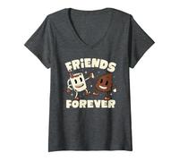 Mujer Friends Forever Coffee & Poop Cute Cafeine Lover EduEly Camiseta Cuello V