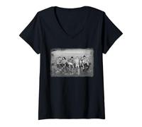 Mujer Friends TV Show Almuerzo en la Cima de un Rascacielos NYC Vintage 90s Fan Camiseta Cuello V