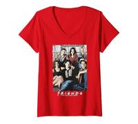 Mujer Friends TV Show Foto del Reparto Vintage 90s Fan Retro Geek Sitcom Camiseta Cuello V