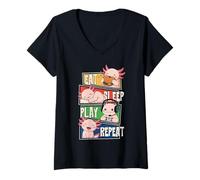 Mujer Frog Gamer Gaming Eat Sleep Play Repeat para niños Camiseta Cuello V