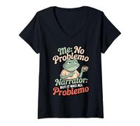 Mujer Frog Me No Problemo Narrador Pero Todo Fue Problemo Café Camiseta Cuello V