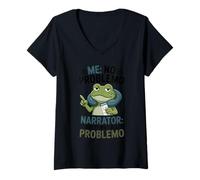 Mujer Frog Me No Problemo Narrador Pero Todo Fue Problemo Camiseta Cuello V