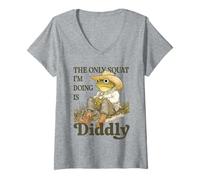 Mujer Frog Toad Cowboy Western La única sentadilla que estoy haciendo es Diddly Camiseta Cuello V